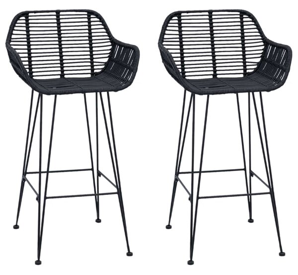 Bárszék 2 pcs Fekete 55 x 52 x 92 cm Rattan és Vas