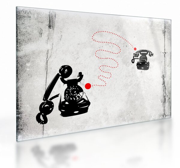 Kép - Telefon rajza Banksy stílusában (üvegen) (70x50 cm)