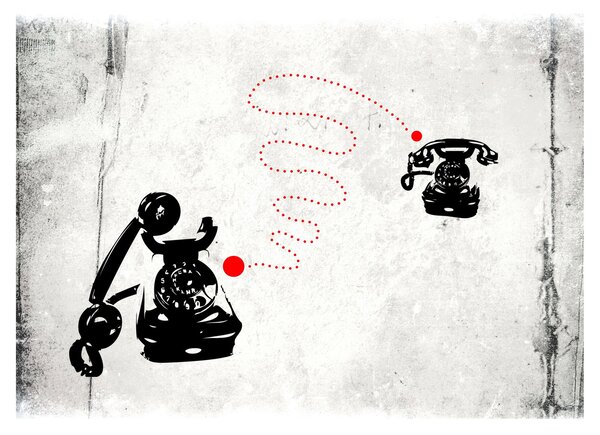 Kép - Telefon rajza Banksy stílusában (üvegen) (70x50 cm)