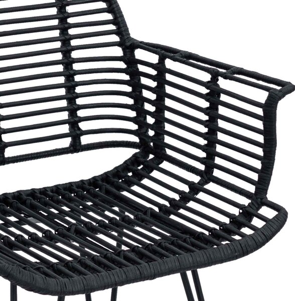 Étkezőszék 2 pcs Rattan és Vas Fekete 57 x 55 x 85 cm