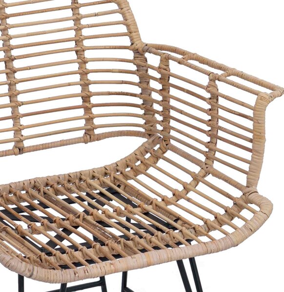 Étkezőszék 2 pcs Rattan és Vas Természetes 57 x 55 x 85 cm