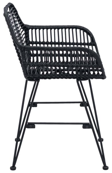 Étkezőszék 2 pcs Fekete 55 x 50 x 74 cm Rattan és Vas
