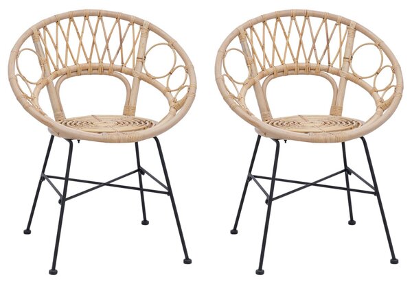 Étkezőszék 2 pcs Természetes 65 x 55,5 x 81 cm Rattan és Vas