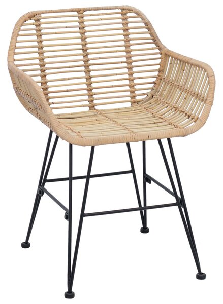 Étkezőszék 2 pcs Természetes 55 x 50 x 74 cm Rattan és Vas