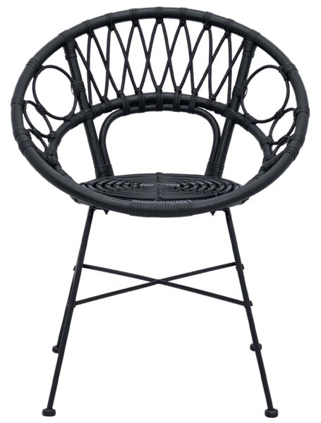 Étkezőszék 2 pcs Fekete 65 x 55,5 x 81 cm Rattan és Vas