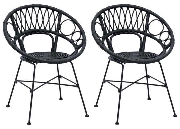Étkezőszék 2 pcs Fekete 65 x 55,5 x 81 cm Rattan és Vas