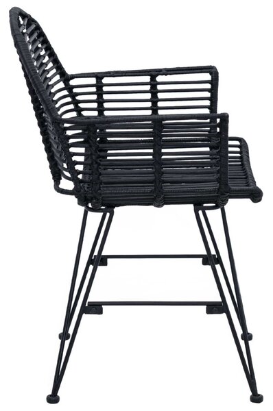 Étkezőszék 2 pcs Rattan és Vas Fekete 57 x 55 x 85 cm