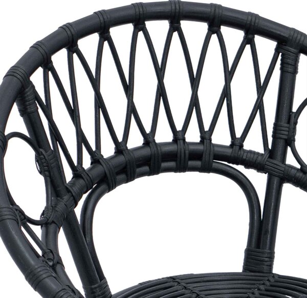 Étkezőszék 2 pcs Fekete 65 x 55,5 x 81 cm Rattan és Vas