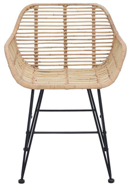 Étkezőszék 2 pcs Természetes 55 x 50 x 74 cm Rattan és Vas