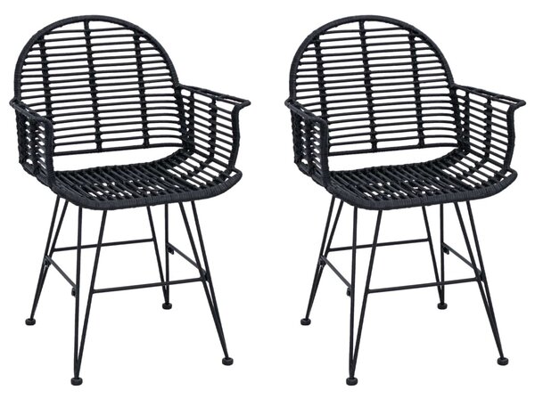 Étkezőszék 2 pcs Rattan és Vas Fekete 57 x 55 x 85 cm