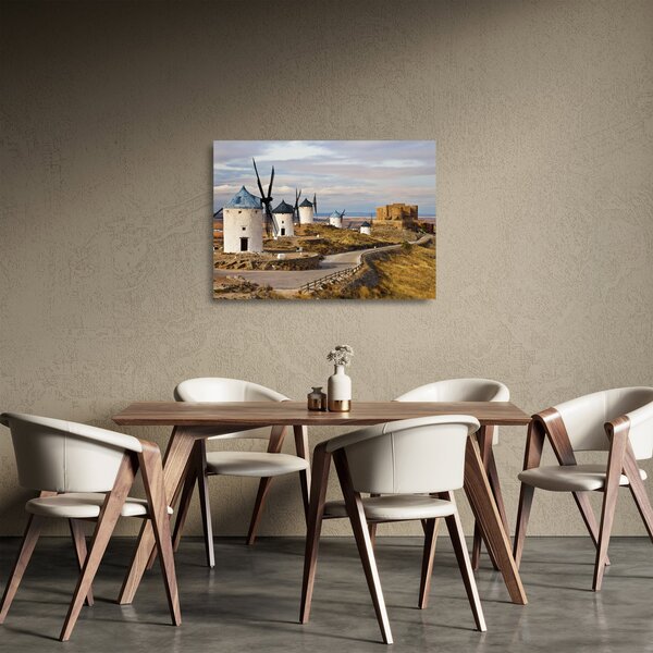 Kép - Consuegra szélmalmai, Spanyolország (üvegen) (70x50 cm)