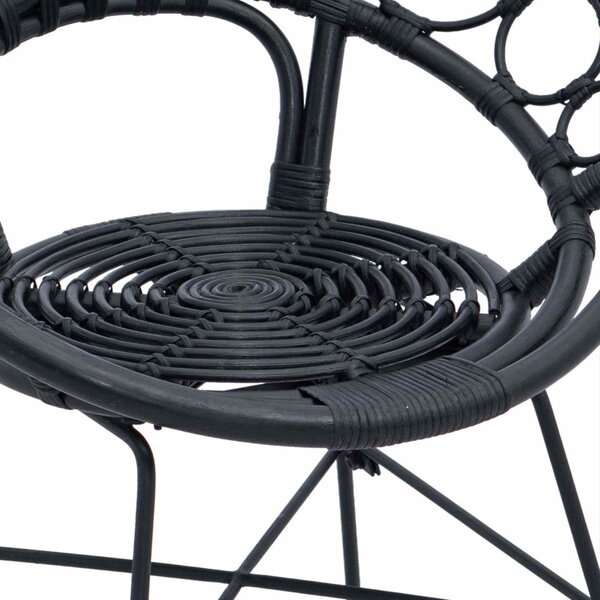 Étkezőszék 2 pcs Fekete 65 x 55,5 x 81 cm Rattan és Vas