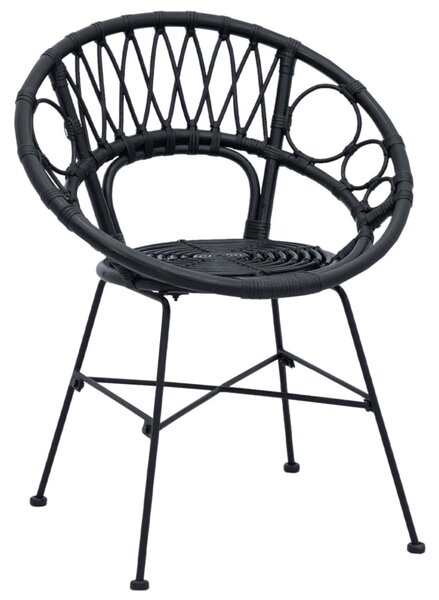 Étkezőszék 2 pcs Fekete 65 x 55,5 x 81 cm Rattan és Vas