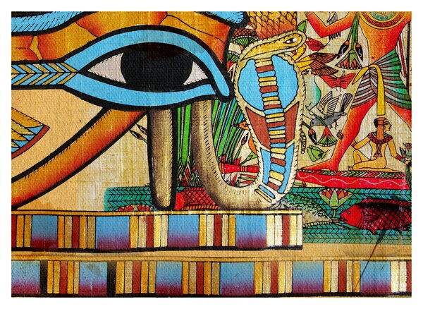 Egyiptomi motívumú kép (üvegen) (70x50 cm)