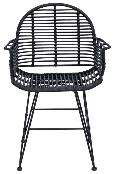 Étkezőszék 2 pcs Rattan és Vas Fekete 57 x 55 x 85 cm