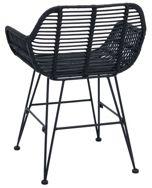 Étkezőszék 2 pcs Fekete 55 x 50 x 74 cm Rattan és Vas