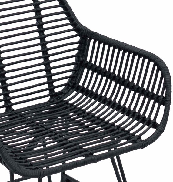 Étkezőszék 2 pcs Fekete 55 x 50 x 74 cm Rattan és Vas