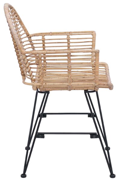 Étkezőszék 2 pcs Rattan és Vas Természetes 57 x 55 x 85 cm
