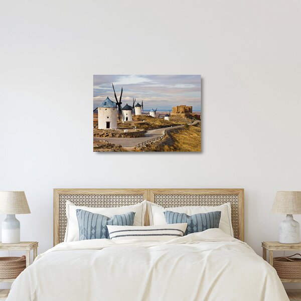 Kép - Consuegra szélmalmai, Spanyolország (üvegen) (70x50 cm)