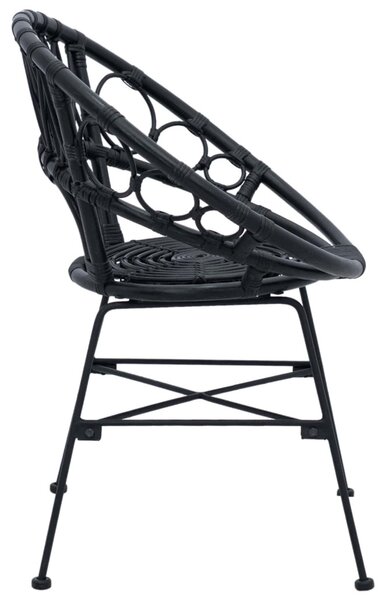 Étkezőszék 2 pcs Fekete 65 x 55,5 x 81 cm Rattan és Vas