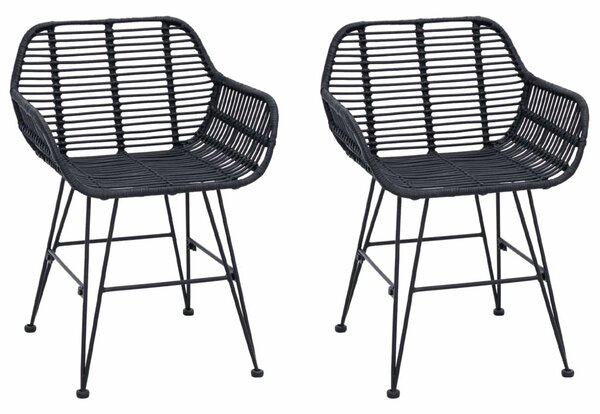 Étkezőszék 2 pcs Fekete 55 x 50 x 74 cm Rattan és Vas