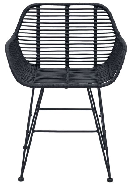Étkezőszék 2 pcs Fekete 55 x 50 x 74 cm Rattan és Vas