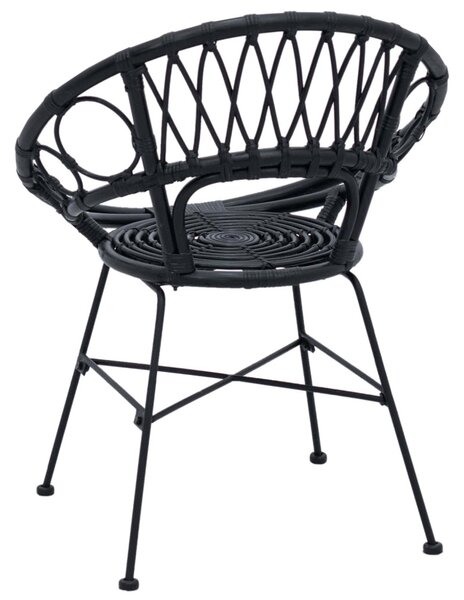 Étkezőszék 2 pcs Fekete 65 x 55,5 x 81 cm Rattan és Vas