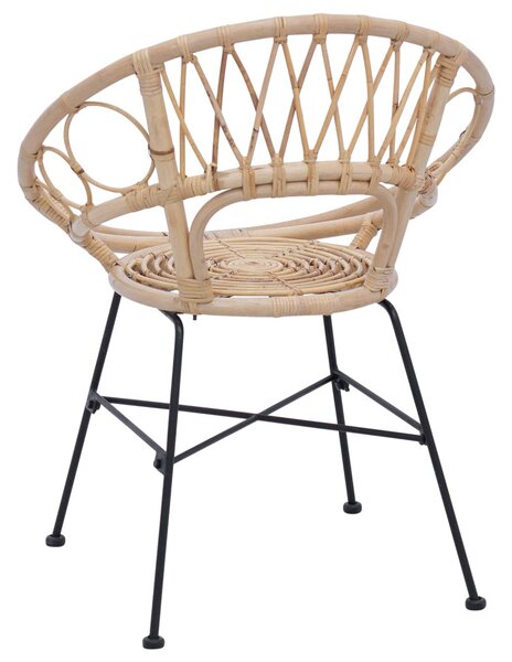 Étkezőszék 2 pcs Természetes 65 x 55,5 x 81 cm Rattan és Vas