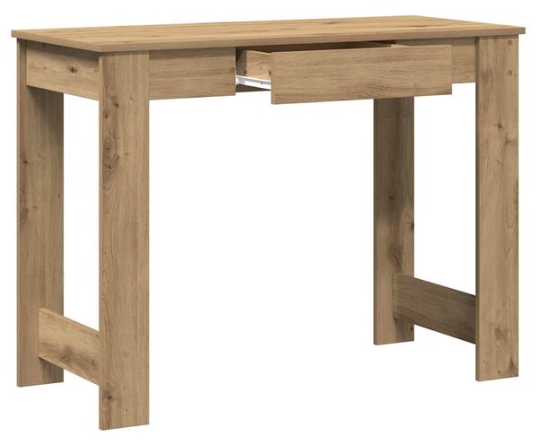 Kézműves tölgy színű szerelt fa íróasztal 100x45x75 cm