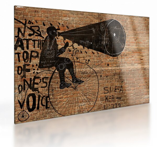 Kép - Férfi kerékpáron Banksy stílusában (üvegen) (70x50 cm)