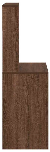 Barna tölgy szerelt fa íróasztal polcokkal 100x45x140 cm