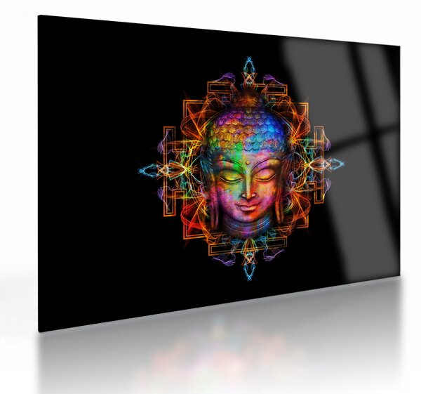 Kép - Buddha mellszobra neon színekben (üvegen) (70x50 cm)