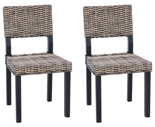 Étkezőszék 2 pcs Fekete Mosás 46 x 55 x 84 cm Kubu rattán