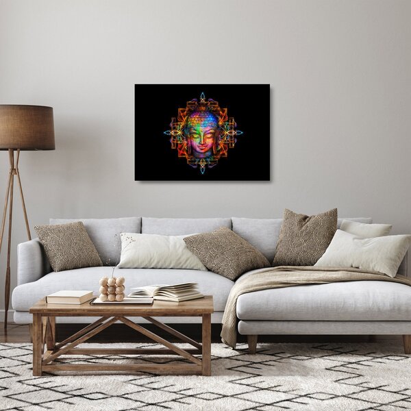 Kép - Buddha mellszobra neon színekben (üvegen) (70x50 cm)