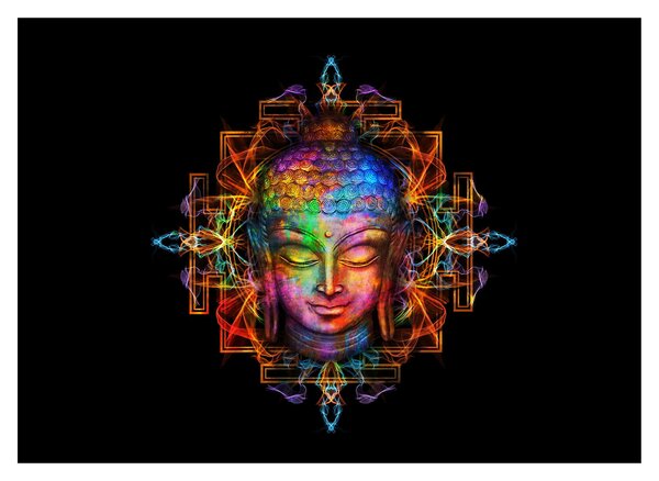 Kép - Buddha mellszobra neon színekben (üvegen) (70x50 cm)