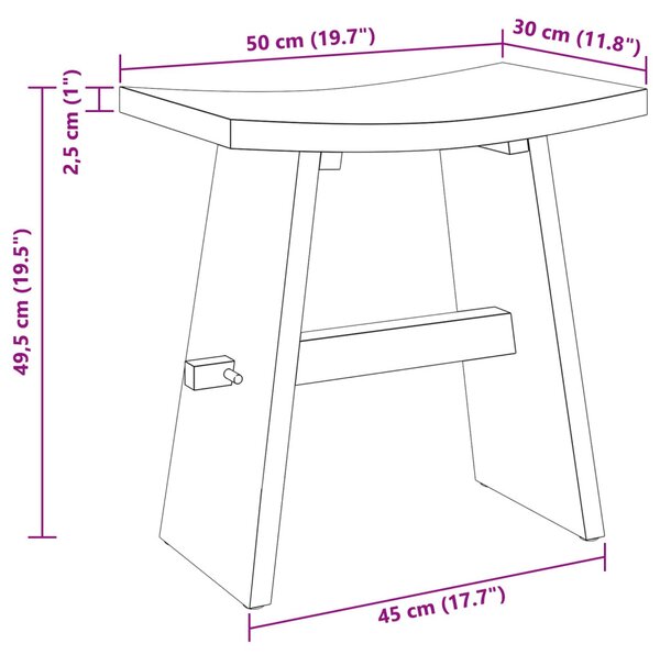 Fürdőszobai szék Barna 50 x 29,5 x 50,5 cm Tömör Teakfa