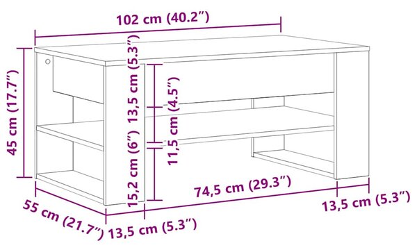 Dohányzóasztal Öreg fa 102 x 55 x 45 cm Faanyag