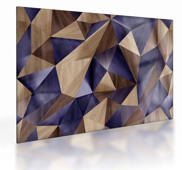 Kép - 3D fa háromszögek (üvegen) (70x50 cm)