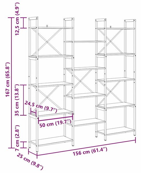 Könyvespolc Régi fa 156 x 25 x 167.5 cm Faanyag