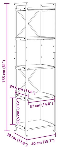 Könyvszekrény sonoma tölgy 40 x 30 x 153 cm Faanyag