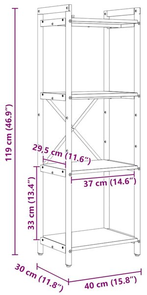 Könyvszekrény sonoma tölgy 40 x 30 x 118 cm Faanyag