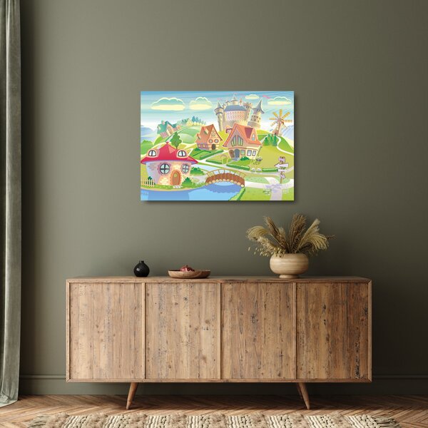 Kép - színes város (üvegen) (70x50 cm)