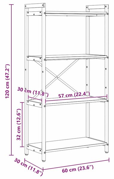 Könyvespolc Fekete tölgy 60 x 30 x 120 cm Faanyag