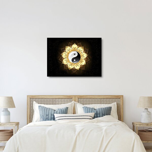 Kép - arany yin-yang (üvegen) (70x50 cm)