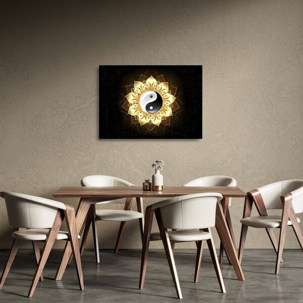 Kép - arany yin-yang (üvegen) (70x50 cm)