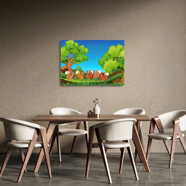 Kép - boldog mókusok (üvegen) (70x50 cm)