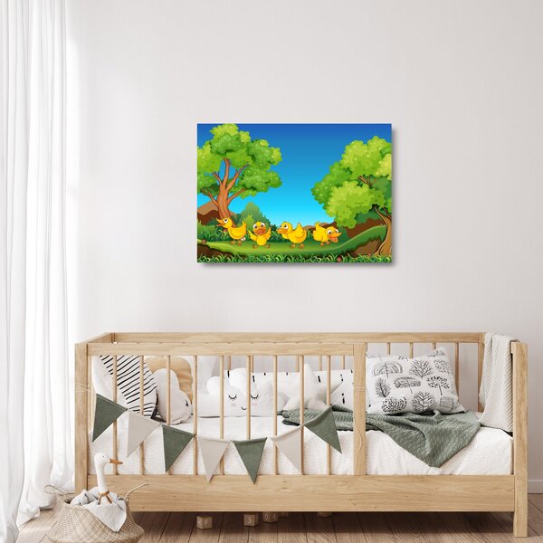 Kép - boldog, kiskacsák (üvegen) (70x50 cm)