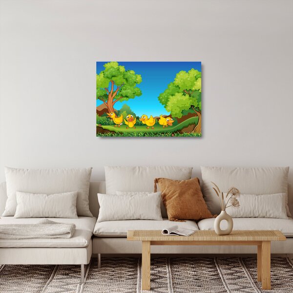 Kép - boldog, kiskacsák (üvegen) (70x50 cm)