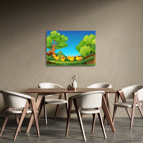 Kép - boldog, kiskacsák (üvegen) (70x50 cm)