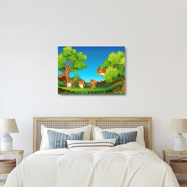 Kép - vidám baglyok (üvegen) (70x50 cm)
